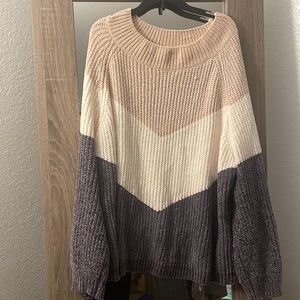 Pink lily color block sweater